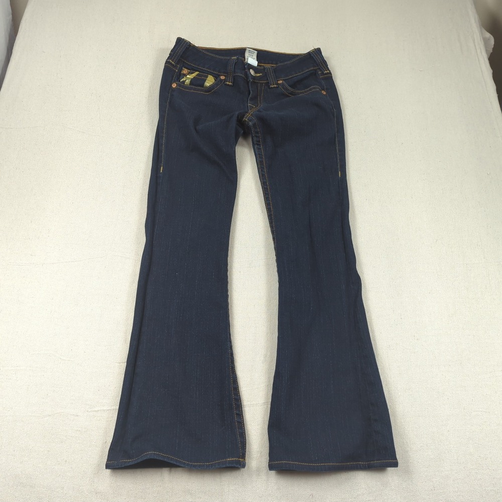 True Religion Jeans Womens 31 Blue Bobby Boot Cut Western Boho Cowgirl